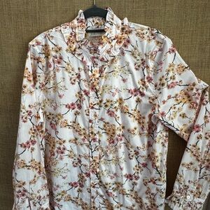 Floral Ruffle Collar  Shirt
